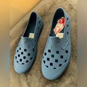 Blue TRK slip on vans